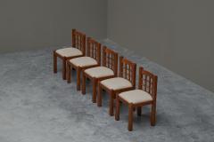 Pierre Chapo Set of 5 Pierre Chapo Style Chairs in Solid Elm France 1970s - 4468792
