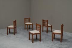 Pierre Chapo Set of 5 Pierre Chapo Style Chairs in Solid Elm France 1970s - 4468809