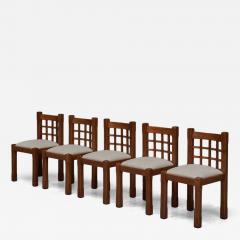 Pierre Chapo Set of 5 Pierre Chapo Style Chairs in Solid Elm France 1970s - 4469551