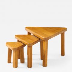 Pierre Chapo Set of Pierre Chapo Style Triangular Nesting Tables France 1960 - 2336647