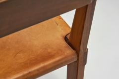 Pierre Chapo Set of Six S24 Pierre Chapo Dining Chairs in Elm and Tan Leather France 1967 - 4242309