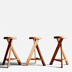 Pierre Chapo Set of three S31 C Tabouret Round Bar Stools by Pierre Chapo France - 4395604