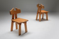 Pierre Chapo Spanish brutalist chairs in solid oak 1970s - 1311557