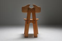 Pierre Chapo Spanish brutalist chairs in solid oak 1970s - 1311562