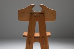 Pierre Chapo Spanish brutalist chairs in solid oak 1970s - 1311564