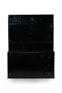Pierre Chareau French Art Deco Two Piece Ebonized Tall Cabinet - 4626335