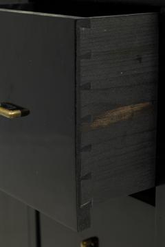 Pierre Chareau French Art Deco Two Piece Ebonized Tall Cabinet - 4626342