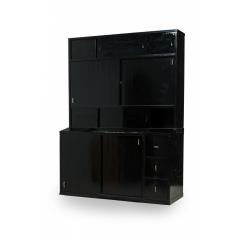 Pierre Chareau French Art Deco Two Piece Ebonized Tall Cabinet - 4628056