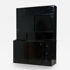 Pierre Chareau French Art Deco Two Piece Ebonized Tall Cabinet - 4628081