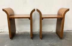 Pierre Chareau Pair French Art Deco Burlwood Tabourets - 2726884