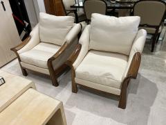 Pierre Chareau Pair of French Art Deco Walnut Lounge Chairs in the Style of Pierre Chareau - 4557366