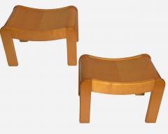 Pierre Chareau Pair of curved stools in sycamore in the style of P Chareau France circa 1990 - 3901052