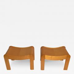 Pierre Chareau Pair of curved stools in sycamore in the style of P Chareau France circa 1990 - 3907548