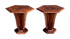 Pierre Chareau Pierre Chareau Inspired Pair Art Deco Style Mahogany Hexagonal Tables - 4345979