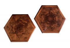 Pierre Chareau Pierre Chareau Inspired Pair Art Deco Style Mahogany Hexagonal Tables - 4345984