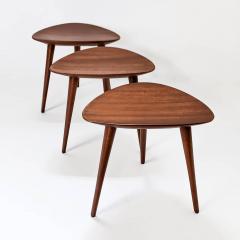 Pierre Cru ge Series of 3 1950s French mahogany tripod stools - 1654194