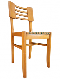 Pierre Cru ge Set six Pierre Cru ge 1950s oakwood dining chairs - 2886121