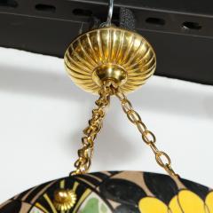 Pierre DAvesn Art Deco Hand Painted Chandelier with Antiqued Brass Fittings by Pierre DAvesne - 1866244