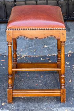 Pierre Deux Leather and Oak French Country Stool - 2685892