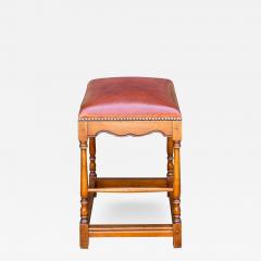 Pierre Deux Leather and Oak French Country Stool - 2686169
