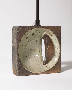 Pierre Digan Glazed Ceramic Geometric Table Lamp by Pierre Digan France c 1970 - 4207362