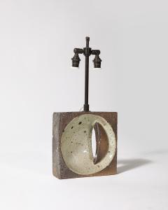 Pierre Digan Glazed Ceramic Geometric Table Lamp by Pierre Digan France c 1970 - 4207363