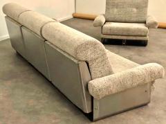 Pierre Folie Pierre Folie pour la Galerie Charpentier superb long brushed steel couch - 2391117