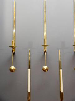 Pierre Forsell Set of Ten Brass Pendulum Wall Sconces by Pierre Forsell for Skultuna - 720880