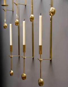 Pierre Forsell Set of Ten Brass Pendulum Wall Sconces by Pierre Forsell for Skultuna - 720881