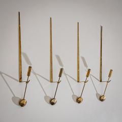 Pierre Forssell Set of Four Brass Wall Candle Holders Mod 607 by Pierre Forssell for Skultuna - 4681337