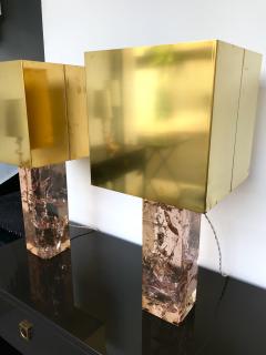 Pierre Giraudon Pair of Lamps Fractal Resin and brass France 1970s - 724795