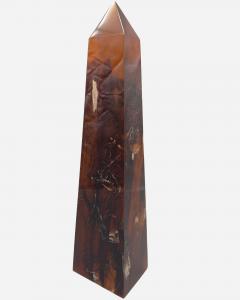 Pierre Giraudon Resin obelisk with wood bark inclusions by Pierre Giraudon France circa 1970 - 3993240