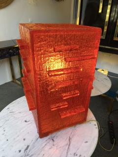 Pierre Giraudon Sculpture Red Resin Lamp France 1970s - 2224953