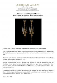 Pierre Gouthi re 1890 1900 3 Pairs of Louis XVI Style Gilt Bronze Four Lights After Gouthiere - 2863277