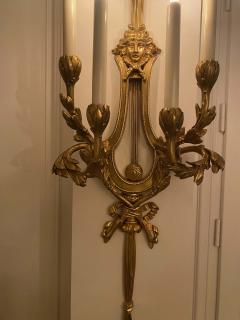 Pierre Gouthi re 1890 1900 3 Pairs of Louis XVI Style Gilt Bronze Four Lights After Gouthiere - 2863284