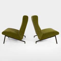 Pierre Guariche PAIR OF GREEN VELVET MIAMI SLIPPER CHAIRS Pierre Guariche for Meurop 1960  - 4473408