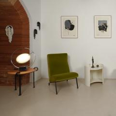 Pierre Guariche PAIR OF GREEN VELVET MIAMI SLIPPER CHAIRS Pierre Guariche for Meurop 1960  - 4473413