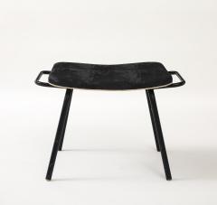 Pierre Guariche Pierre Guariche Black Metal Stool with Handles Upholstered France c 1950 - 4508965