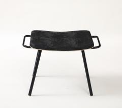 Pierre Guariche Pierre Guariche Black Metal Stool with Handles Upholstered France c 1950 - 4508967