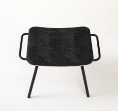 Pierre Guariche Pierre Guariche Black Metal Stool with Handles Upholstered France c 1950 - 4508968