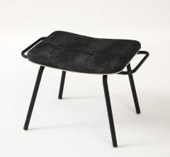 Pierre Guariche Pierre Guariche Black Metal Stool with Handles Upholstered France c 1950 - 4508969