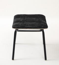 Pierre Guariche Pierre Guariche Black Metal Stool with Handles Upholstered France c 1950 - 4508970