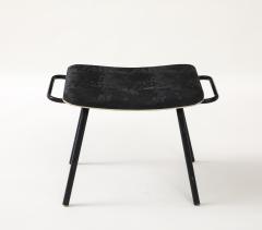 Pierre Guariche Pierre Guariche Black Metal Stool with Handles Upholstered France c 1950 - 4508972