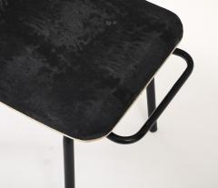 Pierre Guariche Pierre Guariche Black Metal Stool with Handles Upholstered France c 1950 - 4508973