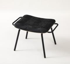 Pierre Guariche Pierre Guariche Black Metal Stool with Handles Upholstered France c 1950 - 4508974