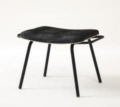 Pierre Guariche Pierre Guariche Black Metal Stool with Handles Upholstered France c 1950 - 4508975