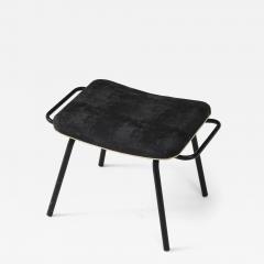 Pierre Guariche Pierre Guariche Black Metal Stool with Handles Upholstered France c 1950 - 4509609