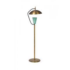 Pierre Guariche Pierre Guariche Mid Century French Brass and Green Enamel Floor Lamp - 4700880