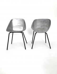 Pierre Guariche Pierre Guariche for Steiner France Cast Aluminum Pair of Tulip Chairs c1954 - 4687917