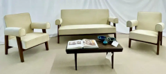 Pierre Jeanneret Authentic Pierre Jeanneret Upholstered Bridge Sofa Chair Set Mid Century Modern - 2489180
